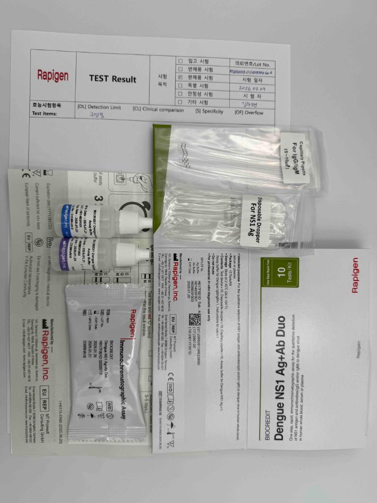 Khay thử xét nghiệm định tính kháng nguyên Dengue NS1 và kháng thể IgG/IgM kháng vi rút Dengue (BIOCREDIT Dengue NS1 Ag + Ab Duo)